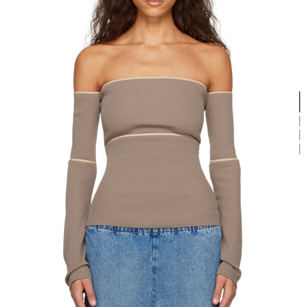 Maison Margiela off-Shoulder Taupe Top
